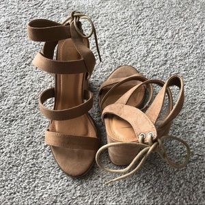 Lulus Suede Lace-Up Block Heels